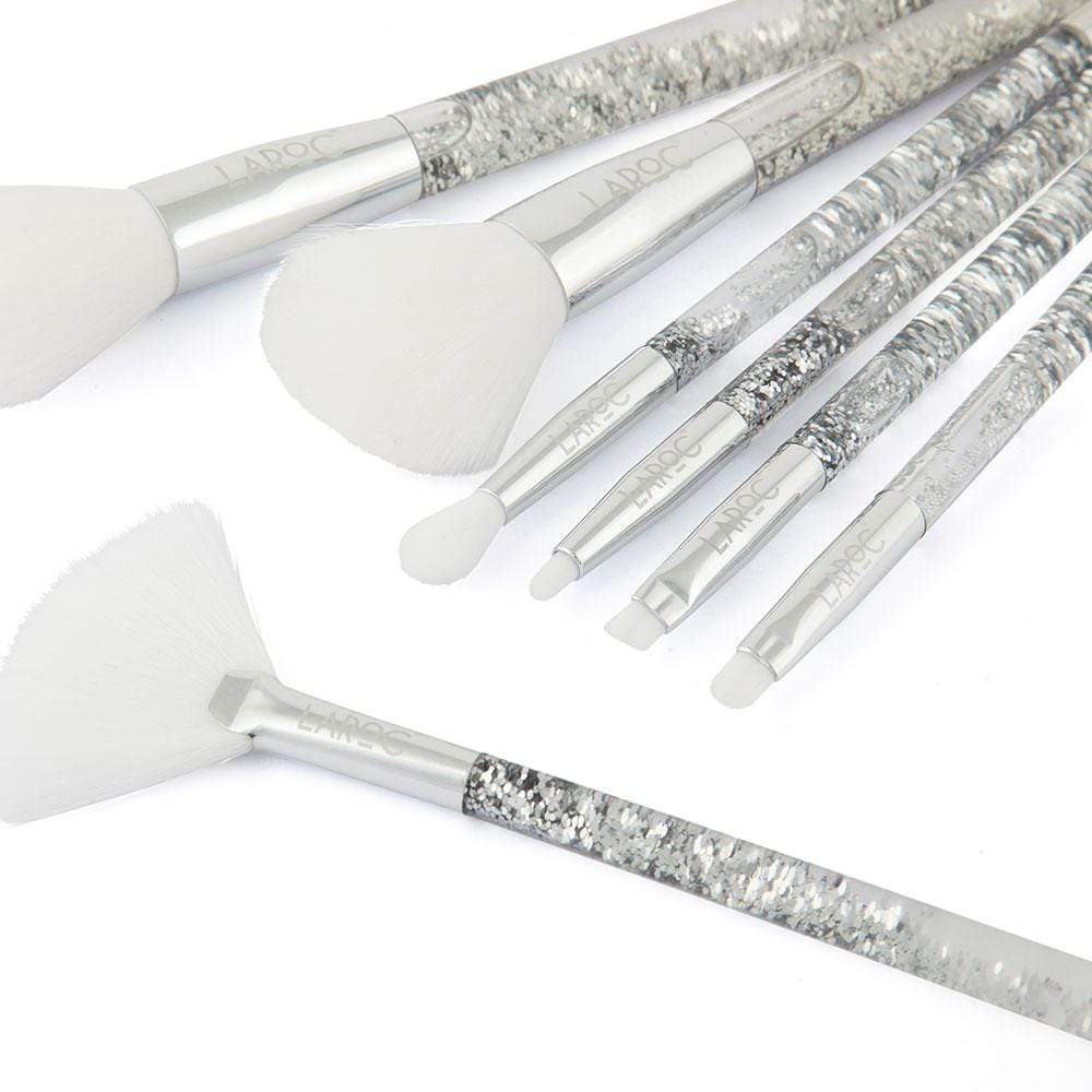 Glitter Makeup Brush Set, Silver - 7 Pieces