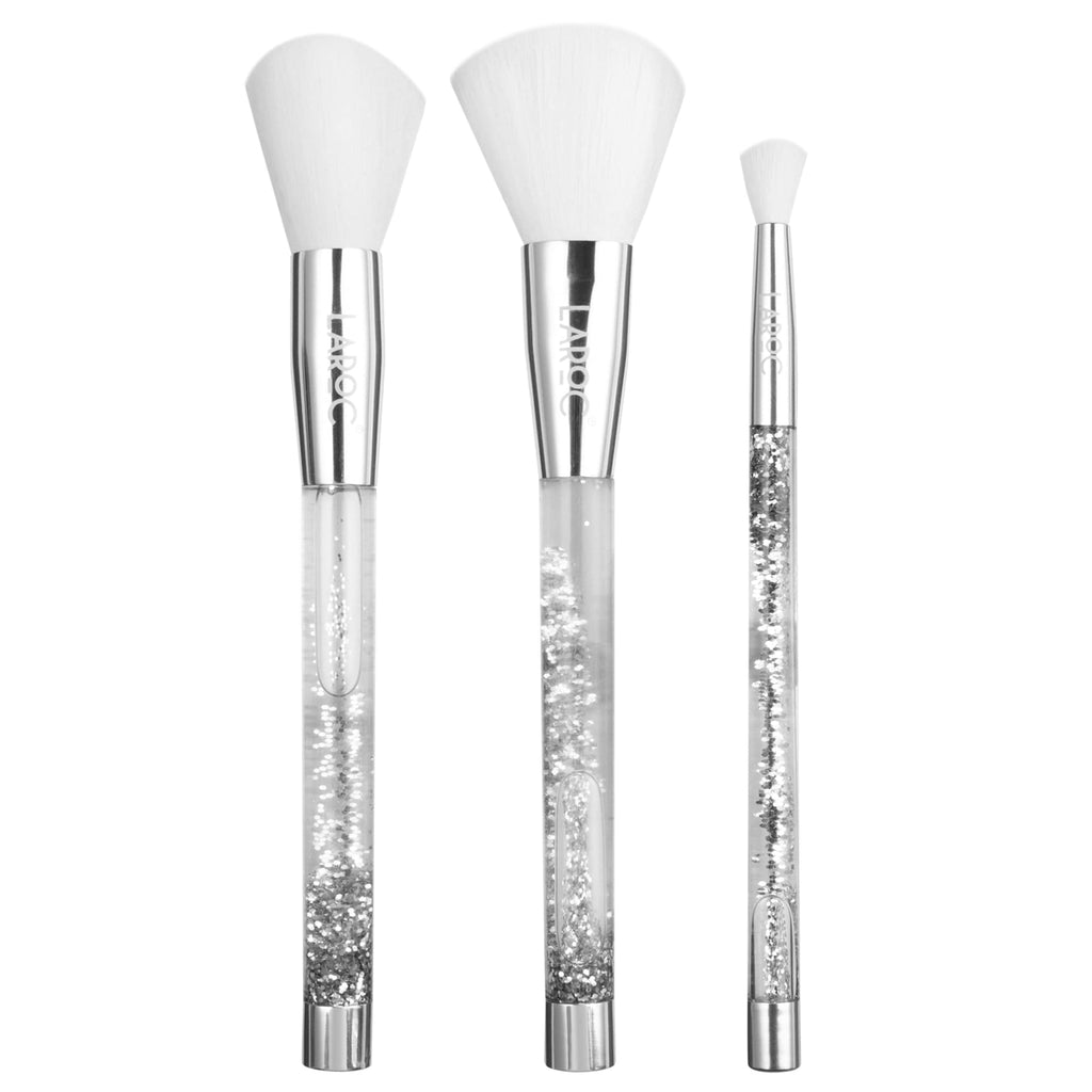 Glitter Makeup Brush Set, Silver - 7 Pieces